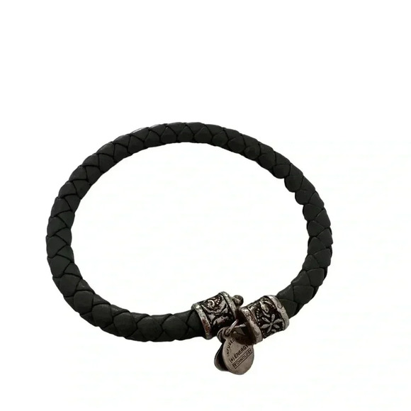 Alex and Ani Silver Tone Black Leather Wrap Bracelet A152 - Picture 2 of 4